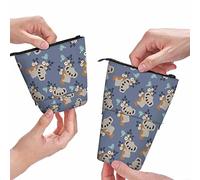 amazingtr Skull Flowers Pen Bag Vintage Day of The Dead Large Pencil Case Big Capacity Pencil Pouch Pencil Holder White Black