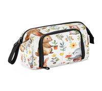 amazingtr Watercolor Cute Rabbit Bunny Pencil Case Big Capacity Pen Bag Stationery Pencil Pouch Handheld Bag for Student Teen School Office