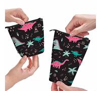 amazingtr White Swans Pencil Case Beautiful Crowns Feathers Standing Pencil Case Pencil Holder Pencil Pouch Cosmetics Pouch Makeup Office Bag Pink