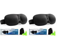 AMAZKER 3D Sleep Mask Contoured & Comfortable Eye Masks and Ear Plugs with Large Eye Cavities Sleeping Masks for Men & Women (Pack of 2)