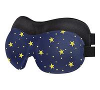 AMAZKER Sleep Mask Invisible Alar Deep Orbit 3D Eye Mask Ultra Lightweight & Comfortable Sleeping Mask for Travel, Nap, Shift Works, Black & Blue (Black&Stars, 2 Count（Pack of 1)