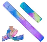 Amazleer 2 Pack Flexible Plastic Rulers 30cm/15cm, Unbreakable Bendable Shatterproof School Rulers, Soft Colourful Measuring Rule for Classroom, Office, Students (Multicolor)