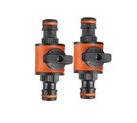 Amazleer 2 Pcs Garden Hose Connectors, Double-Tap Nozzle Valve for Hozelock Connectors ABS Compatible with Hozelock Tap Two-Way Double Connector, Durable Shut-Off Valve (2)