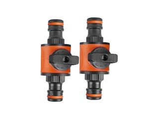 Amazleer 2 Pcs Garden Hose Connectors, Double-Tap Nozzle Valve for Hozelock Connectors ABS Compatible with Hozelock Tap Two-Way Double Connector, Durable Shut-Off Valve (2)
