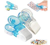 Amazleer 2 Pcs Pill Taker and Pill Organizer, Portable Medication Aid, Portable Pill Taker Remover Pill Popper for Blister Packs (Blue/Clear)