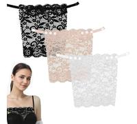 Amazleer 3 Pcs Women Lace Modesty Panels for Low Cut Tops Dresses Clip-On Inserts Mock Camisole Bra Insert Overlay