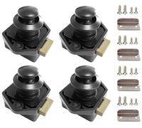 Amazleer 4PCS Push Button Latch Catch Push Door Lock, Motorhome Caravan Cabinet Latch, RV Camper ABS Black Magnetic Drawer Catches (Black)