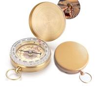 Amazleer Brass Compass Outdoor, Waterproof Pocket Compass with Luminous Numerals, Portable Flip Cover Compass for Hiking, Camping and Outdoor Adventures (Brass Compass)