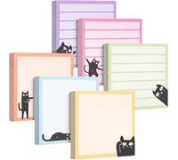 Amazleer Cat Sticky Notes Set, 6 Pads, Funny Cute Notepad, 7.6 x 7.6 cm, for Office, School, Daily Planner & Fridge Memo (6 Pack)