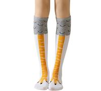 Amazleer Crazy Funny Chicken Feet Socks for Women Men, 3D Novelty Gag Gift Stocking Stuffers, Knee-High Sock Gifts for Adults Comedy Weird Cosplay Crazy Hen Party Funky Accessories (White Short Sock)