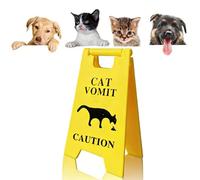 Amazleer Funny Cat Vomit Caution Sign, Humorous Desk Decoration for Cat Lovers, Pet Enthusiasts, Warning Sign (Cat)