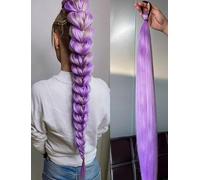 Amazleer Pack of 2 Rainbow Gradient Hair Extensions for Ponytail, Synthetic Hair, Pink/Blue/Purple, Festival Costume Hair Accessories for Party, Cosplay, K-Pop (Purple)