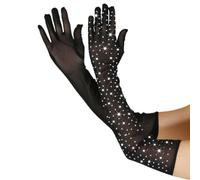 Amazleer Rhinestone Gloves Women's Novelty Gloves Glitter Sparkle Long Mesh Arm Sleeve Party Favors Costume Accessories