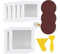 Amazleer Wall Repair Kit, 15.2/10.2 cm Self-Adhesive Plasterboard Patches, 12 Pieces with Sandpapers and Putty Knives