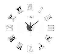 Amazlife 3D DIY Wall Clock, Modern Frameless Large 3D DIY Wall Clock Mirror Stickers Kit Decoration Home for Living Room Bedroom (Silver)