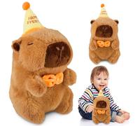 Amazluck Capybara Plush Toy, Birthday Hat Capybara Teddy 23cm Cute Adorable Stuffed Animal Soft Toy Cartoon Kawaii Stuffed Doll Birthday Party Christmas Toys Gifts for Girls All Ages