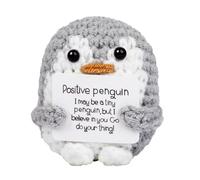 Amazluck Positive Penguin Crochet Doll with Positive Card, Emotional Support Gift, Cute Penguin for Friends Birthday Gift Party Decoration