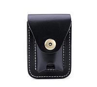 AMAZOM Handmade Sewing Genuine Leather Cigarette Case with Lighter Holder And Belt Loop Can Hold One Pack for Cigarette Lighter Name Card,Black