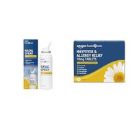 Amazon Basic Care Allergy Relief Bundle - Hayfever Tablets with Cetirizine (30 Tablets) & Hypertonic Nasal Spray (100 ml), Allergy and Sinus Relief