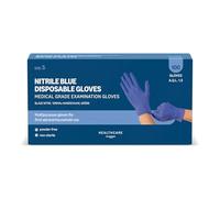 Amazon Basic Care Blue Nitrile Disposable Gloves, Powder-Free, Size S, 100 Gloves (Formerly Brand Hevea)