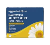 Amazon Basic Care Hayfever & Allergy Relief 10mg Tablets, Cetirizine Hydrochloride, 30 Tablets (Pack of 1) - Effective Relief from Hayfever, Skin Allergies, Dust Allergies and Pet Allergies