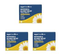 Amazon Basic Care Hayfever & Allergy Relief 10mg Tablets, Cetirizine Hydrochloride, 30 Tablets (Pack of 3) - Effective Relief from Hayfever, Skin Allergies, Dust Allergies and Pet Allergies