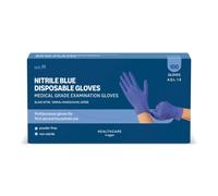 Amazon Basic Care Nitrile Blue Disposable Gloves, Powder-free, Size M, 100 Count (Previously Hevea Brand)