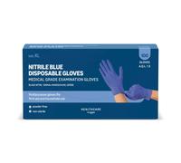 Amazon Basic Care Nitrile Blue Disposable Gloves, Powder-free, Size XL, 100 Count (Previously Hevea Brand)