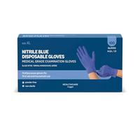 Amazon Basic Care Nitrile Blue Disposable Gloves, Powder-free, Size XL, 100 Count (Previously Hevea Brand)