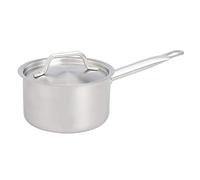 Amazon Basics 1.9 litres Stainless Steel Aluminium-Clad Straight Sided Sauce Pan with Cover, Silver(Previously AmazonCommercial brand)