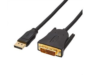 Amazon Basics 10-Pack DisplayPort to DVI Display Cable, 1920x1080p, 1080@60Hz, Vinyl Cable, Gold-Plated Plugs, 1.82 m, Black