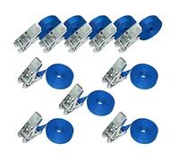 Amazon Basics 10-pack Ratchet Lashing Straps, 6 m Long, 25mm Wide, Load Capacity 800 kg, DIN EN 12195-2 certified, Blue