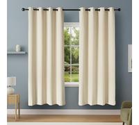 Amazon Basics 100% Blackout Curtains for Living Room & Bedroom, Eyelet Curtains, 2 Panels, 132 x 213 cm, Beige