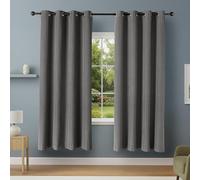 Amazon Basics 100% Blackout Curtains for Living Room & Bedroom, Eyelet Curtains, 2 Panels, 132 x 213 cm, Black