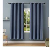 Amazon Basics 100% Blackout Curtains for Living Room & Bedroom, Eyelet Curtains, 2 Panels, 132 x 213 cm, Navy
