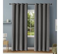 Amazon Basics 100% Blackout Curtains for Living Room & Bedroom, Eyelet Curtains, 2 Panels, 132 x 244 cm, Black