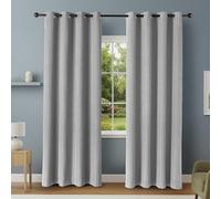 Amazon Basics 100% Blackout Curtains for Living Room & Bedroom, Eyelet Curtains, 2 Panels, 132 x 244 cm, Dark Grey