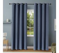 Amazon Basics 100% Blackout Curtains for Living Room & Bedroom, Eyelet Curtains, 2 Panels, 132 x 244 cm, Navy