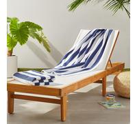 Amazon Basics 100% Cotton Terry Cabana Stripe Pool & Beach Towel, Soft & Absorbant, 2-Pack, Navy Blue, 76 x 152 cm