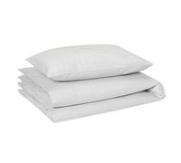 Amazon Basics 100% Organic Cotton Kids Bedding Set, Reversible Toddler Cot Bed Duvet Cover 100 x 135 cm & Pillowcase 40 x 60 cm, Soft Grey