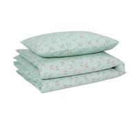 Amazon Basics 100% Organic Cotton Kids Bedding Set, Reversible Toddler Cot Bed Duvet Cover 100 x 135 cm & Pillowcase 40 x 60 cm, Mint Spotted Dogs