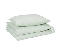 Amazon Basics 100% Organic Cotton Kids Bedding Set, Reversible Toddler Cot Bed Duvet Cover 100 x 135 cm & Pillowcase 40 x 60 cm, Sage Green