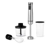 Amazon Basics 1000 Watt Multi-Speed Immersion Hand Blender with Attachments, Corded, Silver