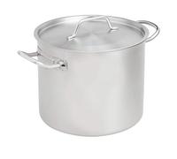 Amazon Basics 11.4 litres Stainless Steel Aluminium-Clad Stock Pot with Cover, Silver