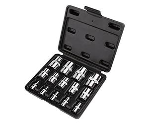 Amazon Basics 14-Piece External Torx Socket Set, E4-E24, 1/4", 3/8", 1/2" Drive, with Storage Case