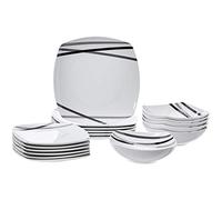 Amazon Basics 18-Piece Dinnerware Set - Modern Beams, Service for 6, 17 cm, 19 cm, 24.4 cm