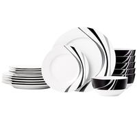 Amazon Basics 18-Piece Dinner Set, Swirl Porcelain, Service for 6
