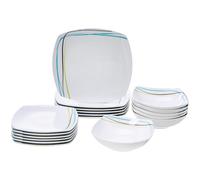 Amazon Basics 18-Piece Dinnerware Set - Soft Lines, Service for 6