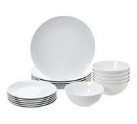 Amazon Basics 18-Piece Dinnerware Set - White Porcelain Coupe, Service for 6
