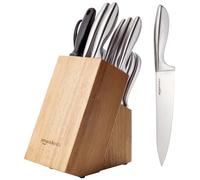 Amazon Basics 18-Piece Knife Set with Block, Stainless Steel, Black